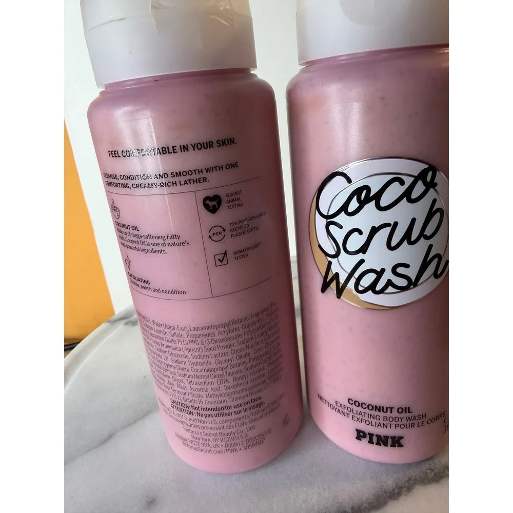Victoria's Secret PINK Coco Scrub Wash Coconut Oil Exfoliating Body Wash 2 Pack